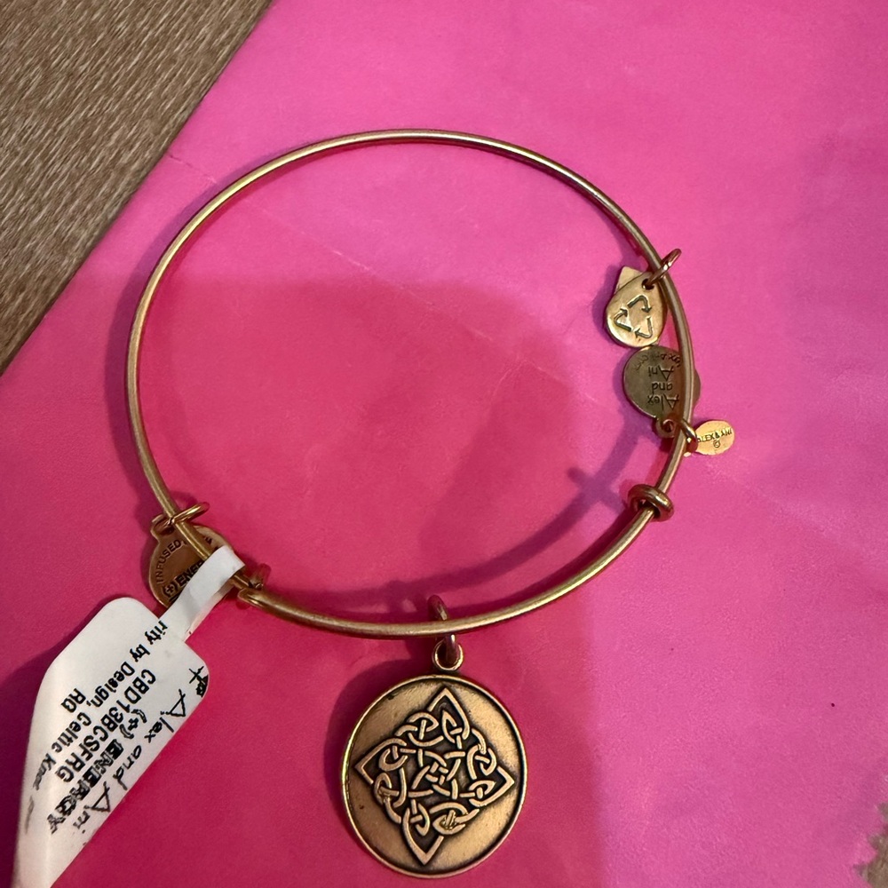 Alex and Ani Gold Celtic Knot Charm Bangle